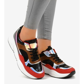 Black sneakers, sports sneakers C9218 brown red grey multicolored 1