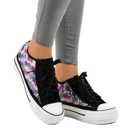 JX-61 black lace sneakers purple pink 1