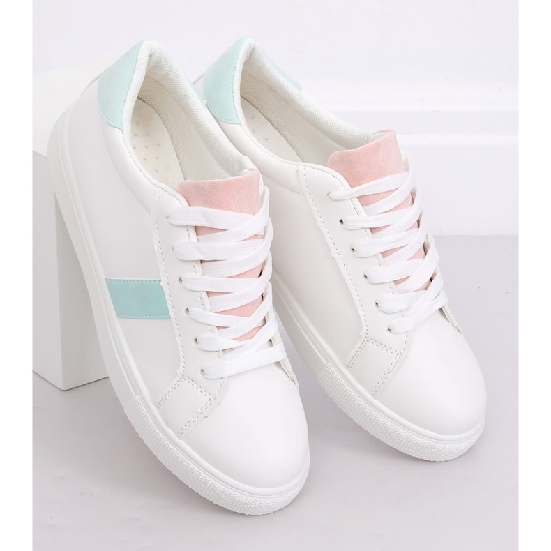 White women's sneakers WB811 WHITE / PINK 1