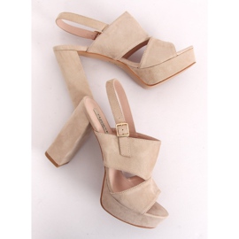 Sandals on the post beige 9R02 Beige brown green 1