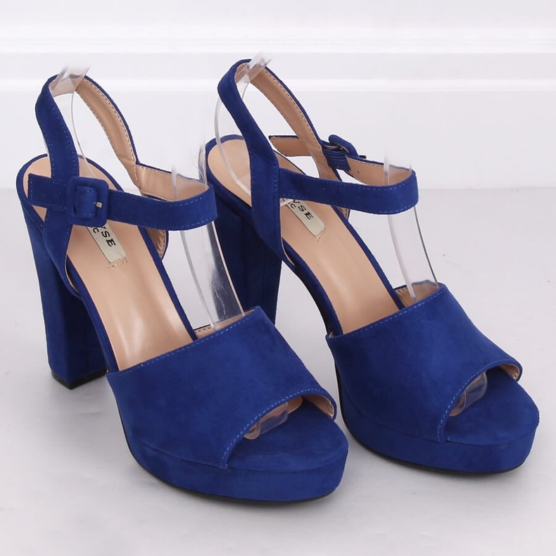 High-heeled sandals 9R16 Blue navy blue multicolored 1