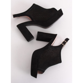 Black openwork high-heeled sandals 9R82 Black 2