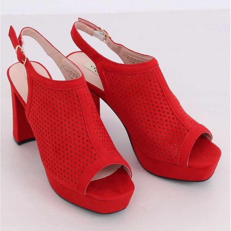 Red openwork high heels 9R82 Red 1