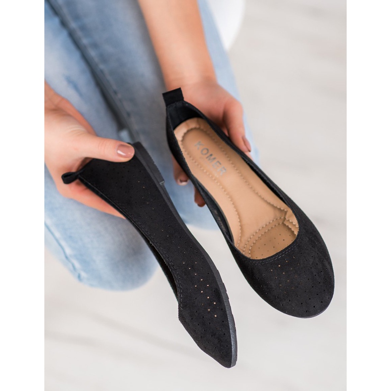 SHELOVET Openwork ballerinas black 2