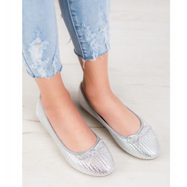 SHELOVET Braided Silver Ballerinas 1