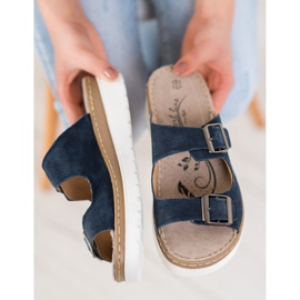 Filippo Comfortable Leather Slippers blue 2