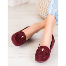 SHELOVET Burgundy ballerinas on a wedge red 2