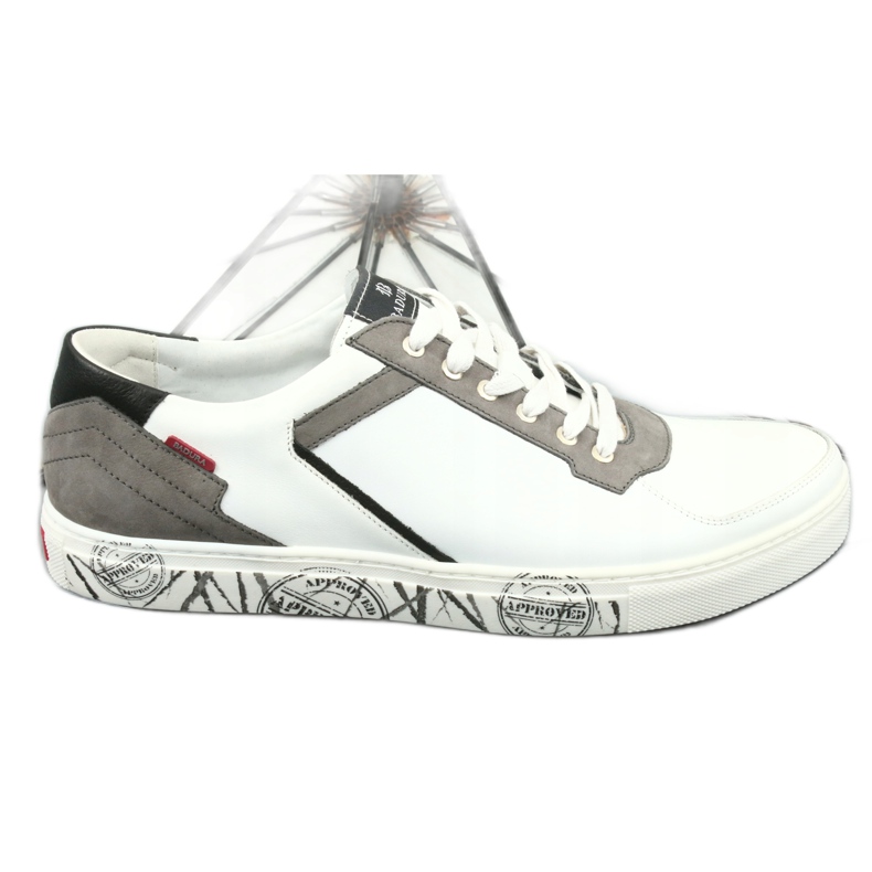 Leather sports shoes Badura 3361 white black grey 3