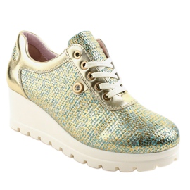 Golden Trendy Wedge Sneakers JFL663-5 1