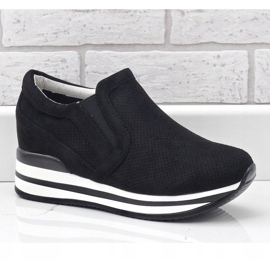 Black sneakers with openwork wedges RQ259 1
