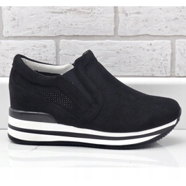 Black sneakers with openwork wedges RQ259 2