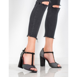 Goodin Leopard Print Suede Sandals brown black 1