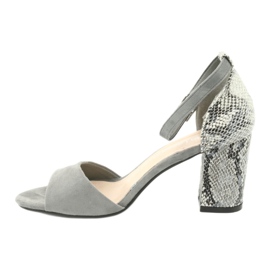 Sergio Leone Women's sandals on the post animal pattern SK873 gray grey 4