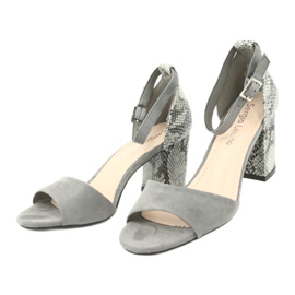 Sergio Leone Women's sandals on the post animal pattern SK873 gray grey 5 Sergio Leone Women's sandals on the post animal pattern SK873 gray grey 5