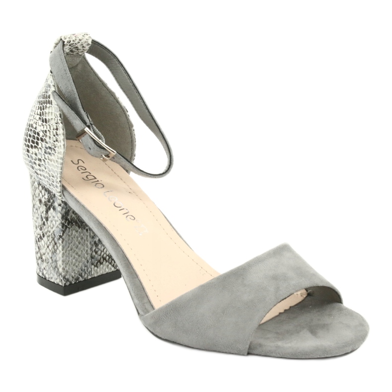 Sergio Leone Women's sandals on the post animal pattern SK873 gray grey 3 Sergio Leone Women's sandals on the post animal pattern SK873 gray grey 3