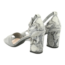 Sergio Leone Women's sandals on the post animal pattern SK873 gray grey 7 Sergio Leone Women's sandals on the post animal pattern SK873 gray grey 7