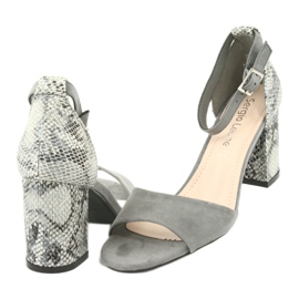 Sergio Leone Women's sandals on the post animal pattern SK873 gray grey 6