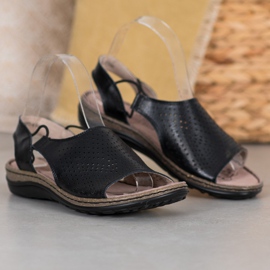 Comfortable VINCEZA leather shoes black 1