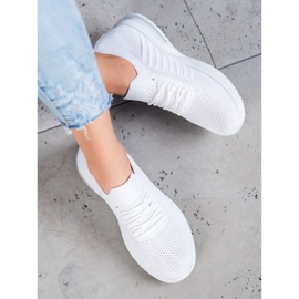 SHELOVET White Textile Shoes On The Platform 1