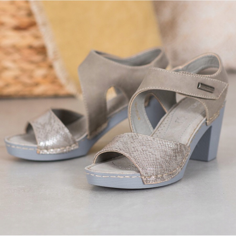 Light Sandals With Velcro VINCEZA grey 1