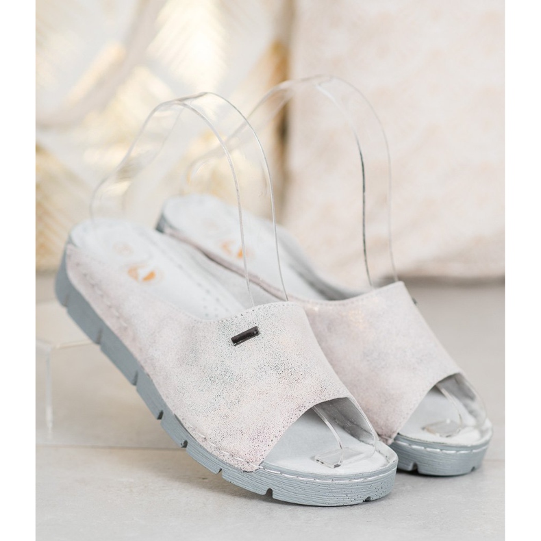 Goodin Comfortable Leather Slippers grey 2