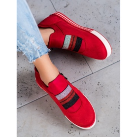 Ideal Shoes Slip-on Sneakers With A Zipper red 1