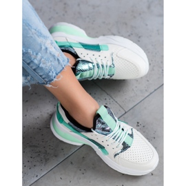 SHELOVET White Fashion Sneakers green 2 SHELOVET White Fashion Sneakers green 2