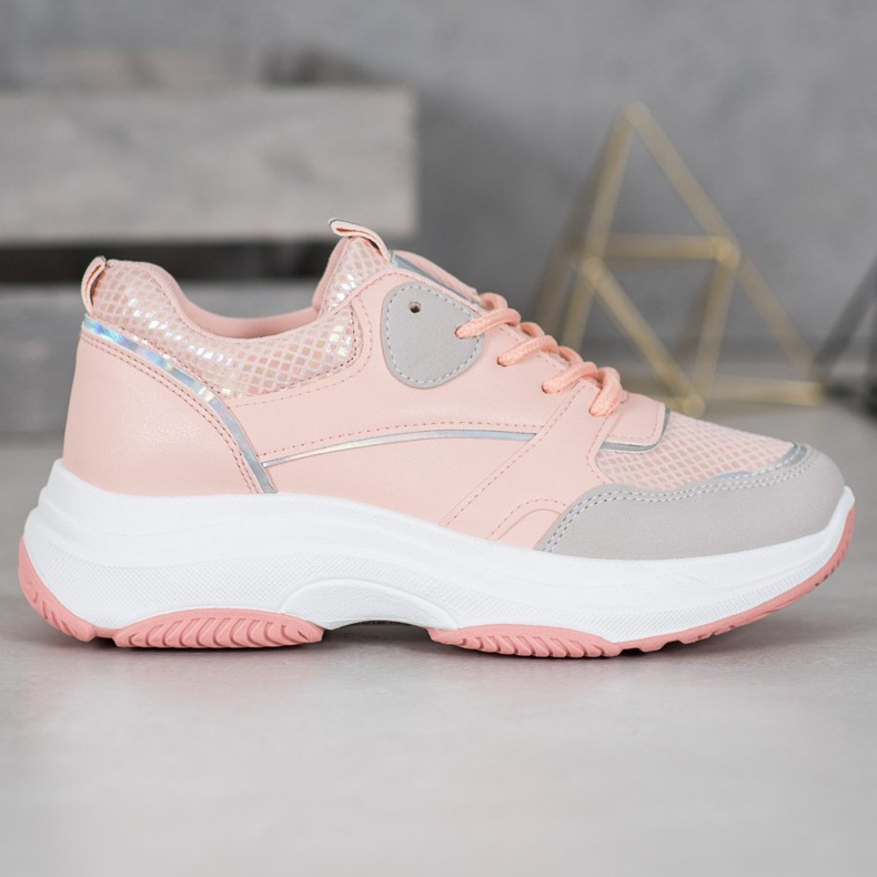 Ideal Shoes Casual Platform Sneakers pink 1