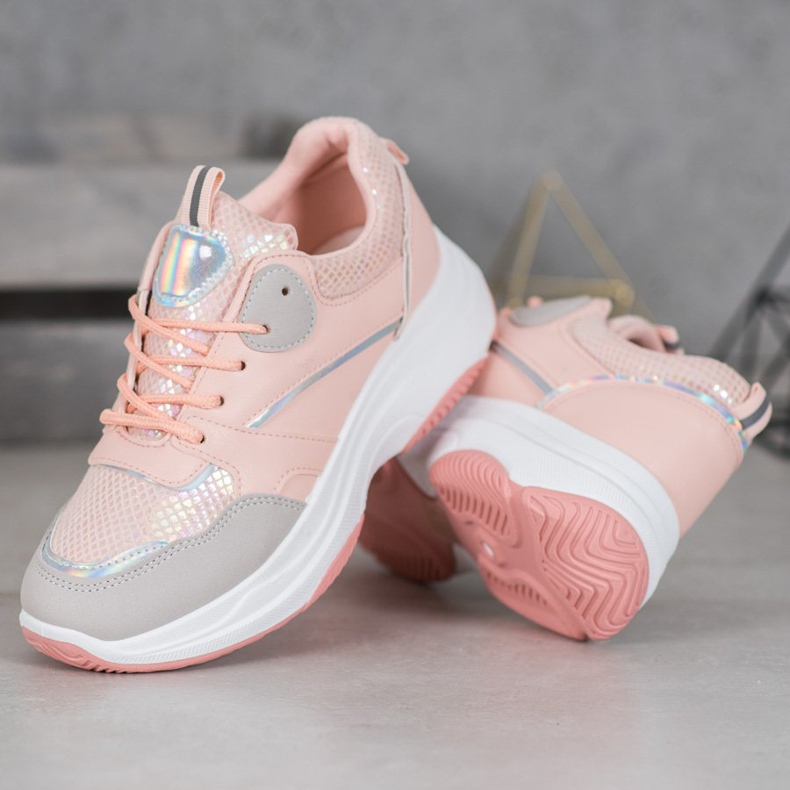 Ideal Shoes Casual Platform Sneakers pink 2