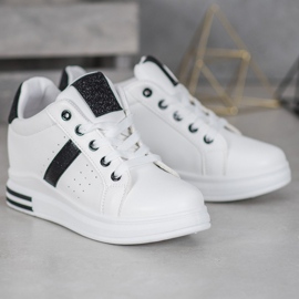 SHELOVET Sneakers With Glitter Inserts white 1