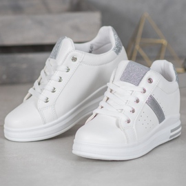 SHELOVET Sneakers With Glitter Inserts white 1