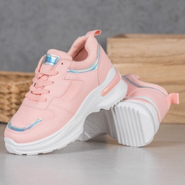 SHELOVET Pink Sneakers With Holo Effect 1