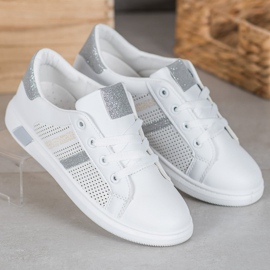 SHELOVET White Sport Shoes With Glitter grey 1