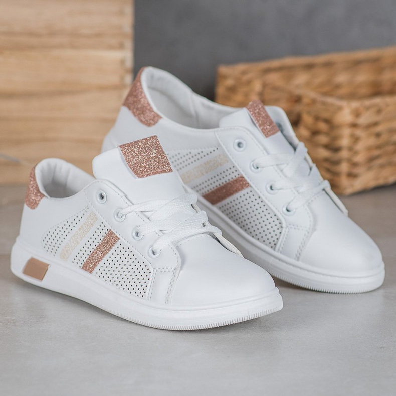 SHELOVET White Sport Shoes With Glitter yellow 1 SHELOVET White Sport Shoes With Glitter yellow 1