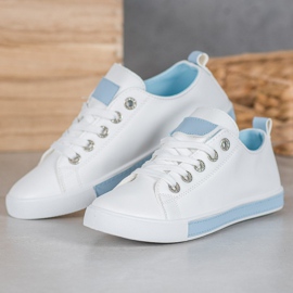 SHELOVET Sneakers With Blue Inserts white 1