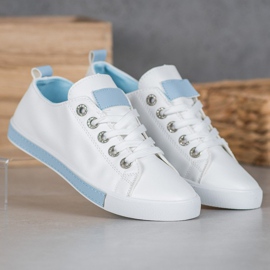 SHELOVET Sneakers With Blue Inserts white 2