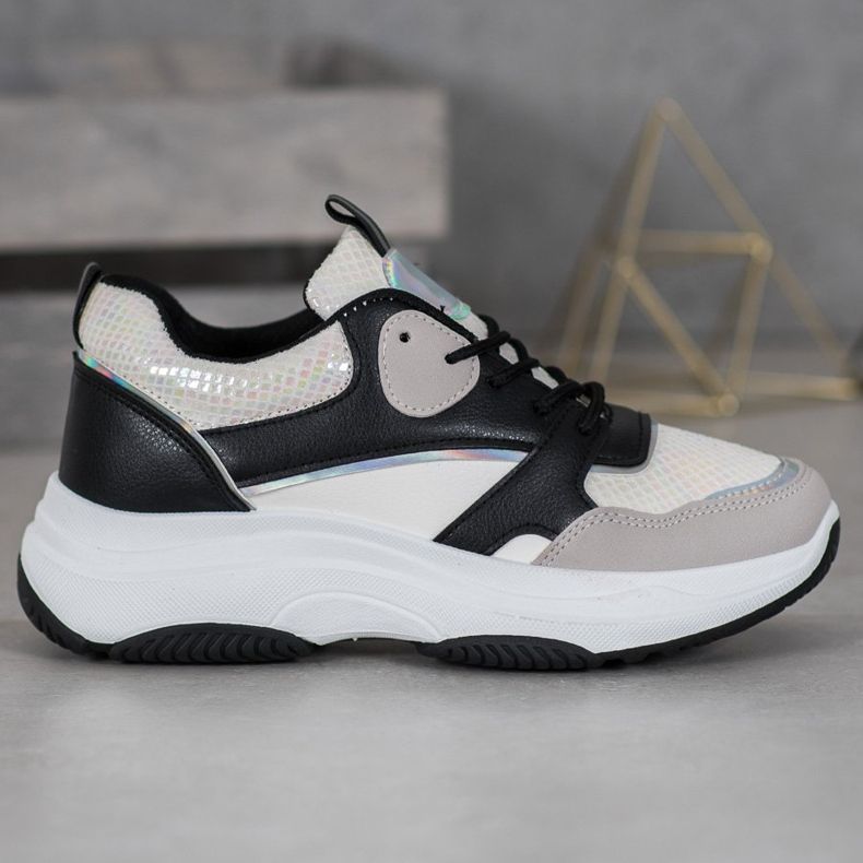 Ideal Shoes Casual Platform Sneakers black multicolored yellow 1