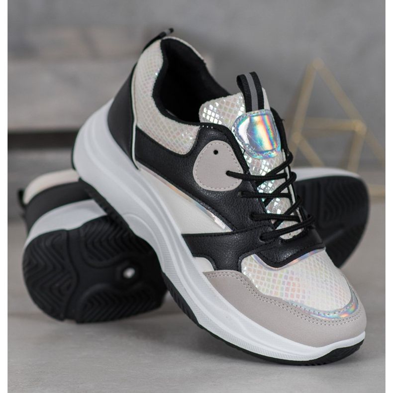 Ideal Shoes Casual Platform Sneakers black multicolored yellow 2