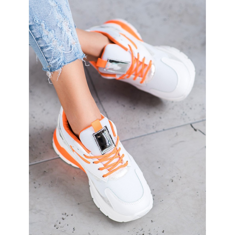 Ideal Shoes Sneakers With Orange Inserts white multicolored 1