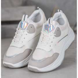 Ideal Shoes Casual Platform Sneakers white grey 1