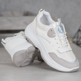 Ideal Shoes Casual Platform Sneakers white grey 2