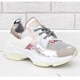 Silver stylish sports sneakers B0-206 grey multicolored 1