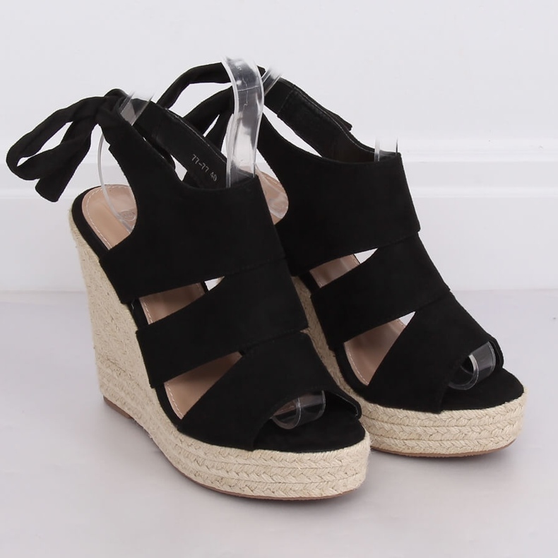 Black Espadrilles on wedges 77-77 Black 2