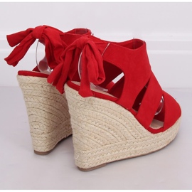 Red Espadrilles on wedges, red 77-77 Red 1