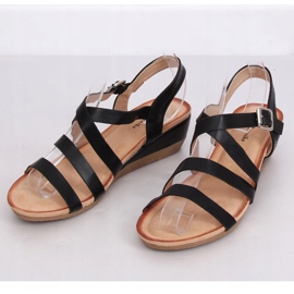 Black sandals on a wedge heel S060064 Black 2