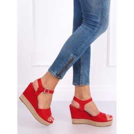 Red wedge sandals 9R195 Red 2
