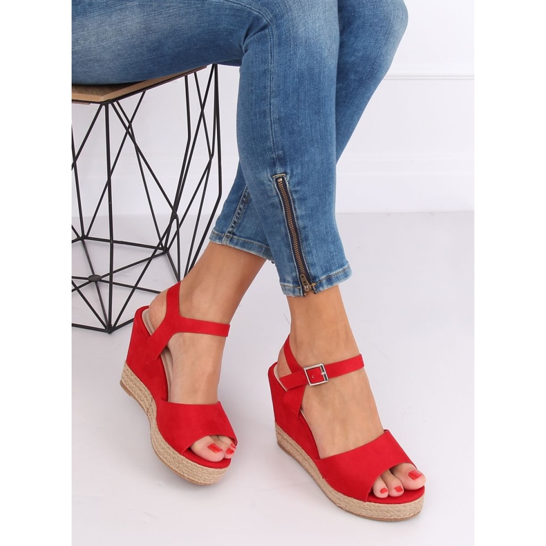 Red wedge sandals 9R195 Red 1