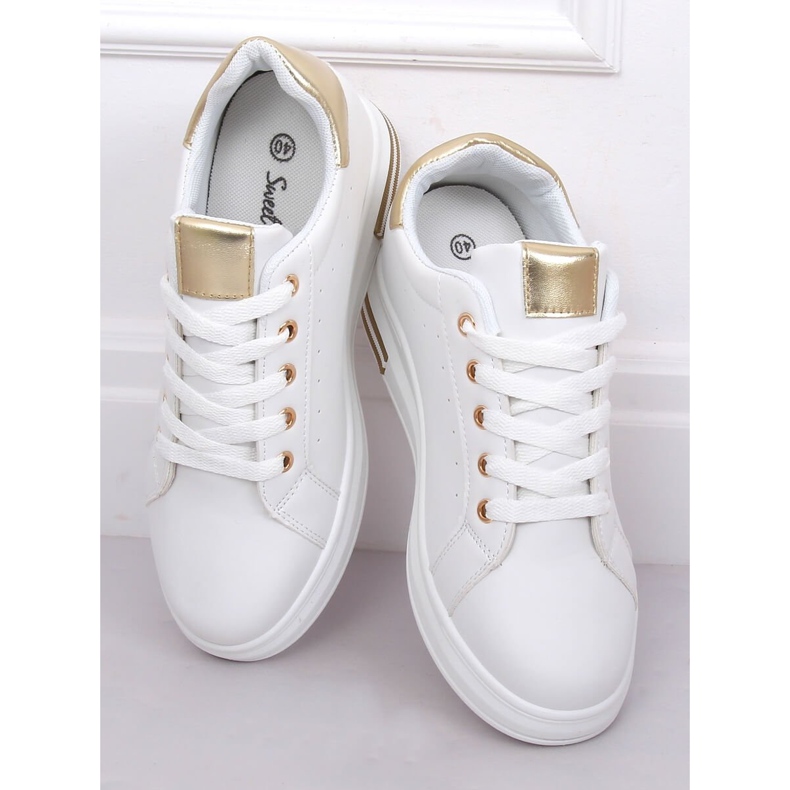 White women's sneakers L8035 Gold 1 White women's sneakers L8035 Gold 1