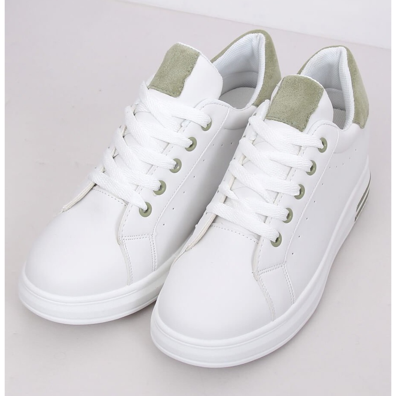 White women's sneakers L8035 Green 1