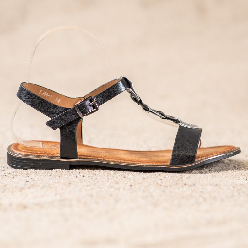 Small Swan Comfortable Black Sandals 2